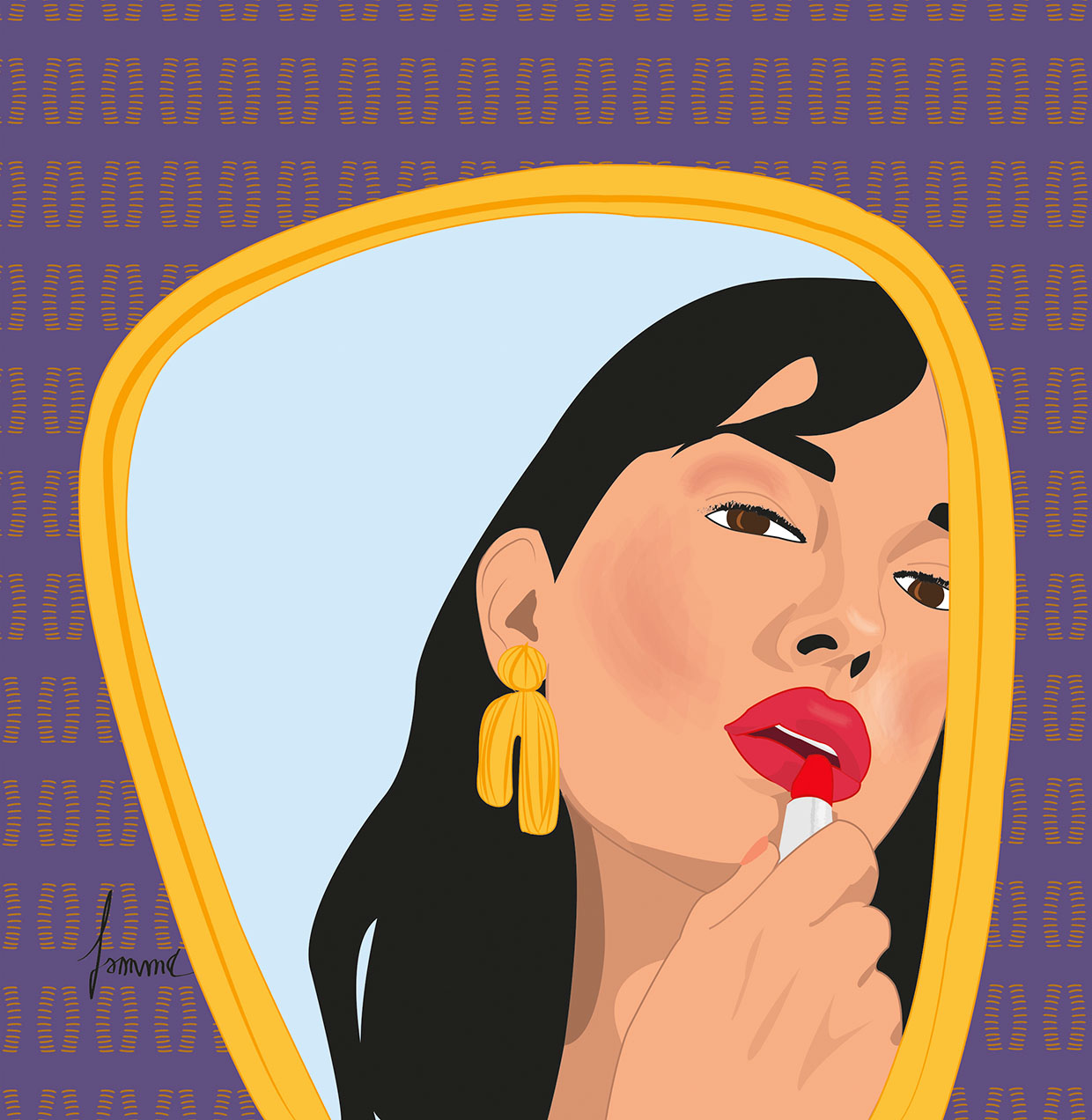 Illustration red lipstick