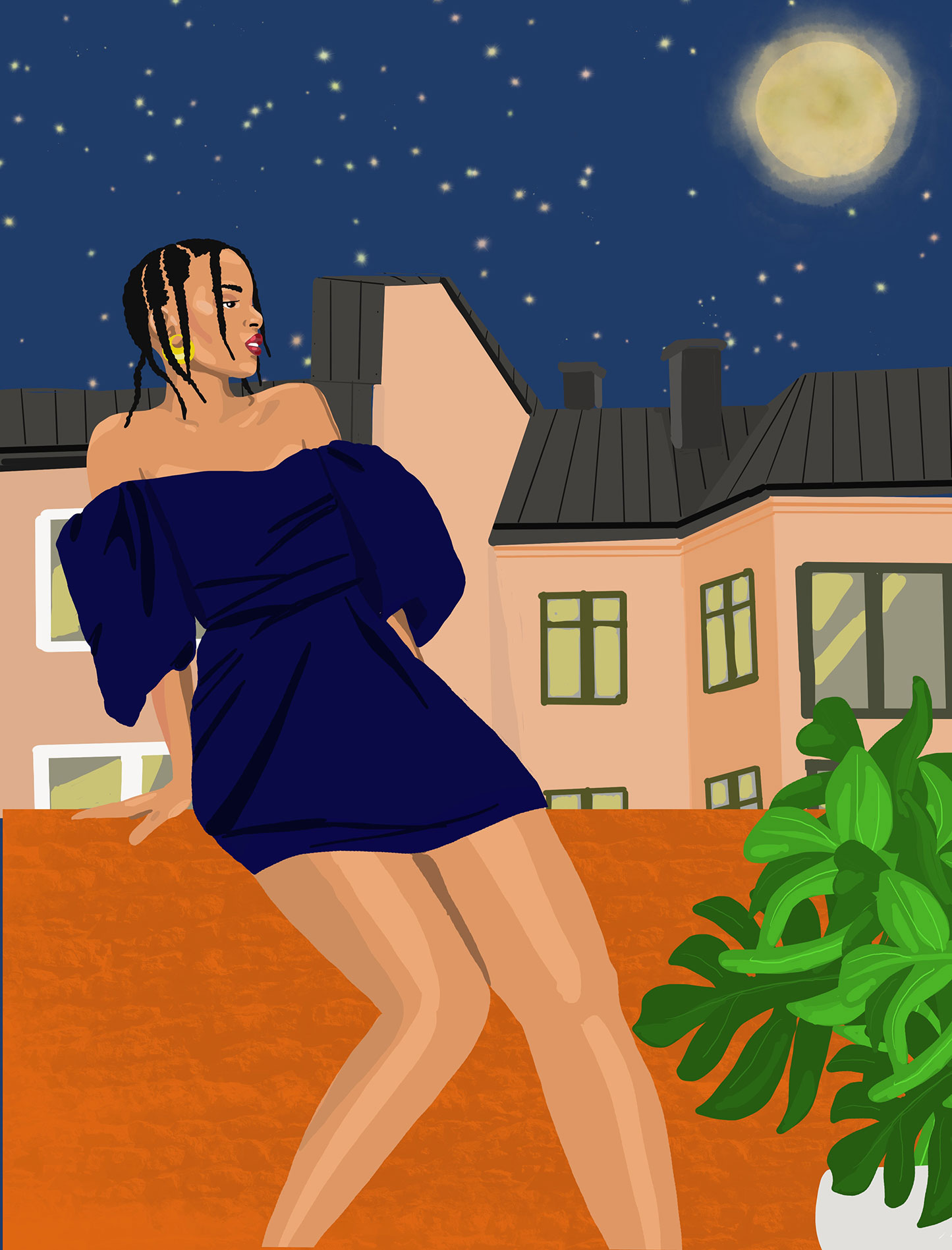 Illustration under the moon